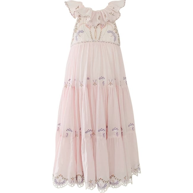 Athena Crinkle Embroidery Maxi Dress, Ballet Pink