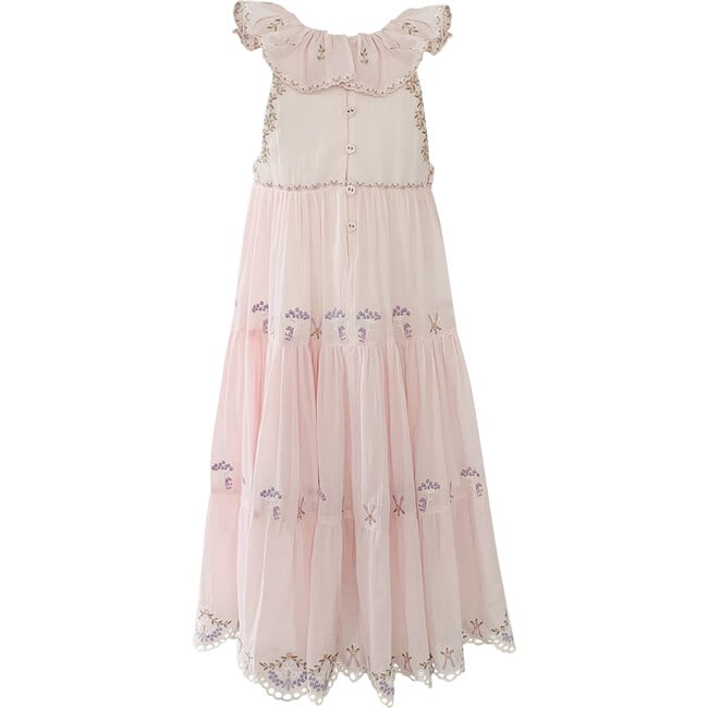 Athena Crinkle Embroidery Maxi Dress, Ballet Pink