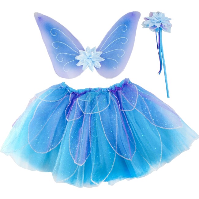 Fancy Flutter Skirt With Wings & Wand, Blue - Costumes - 1