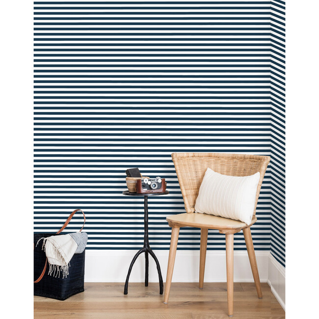 Cabana Stripe Removable Wallpaper, Navy - Wallpaper - 2