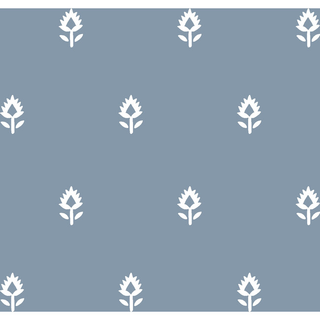 Block Print Removable Wallpaper, French Blue