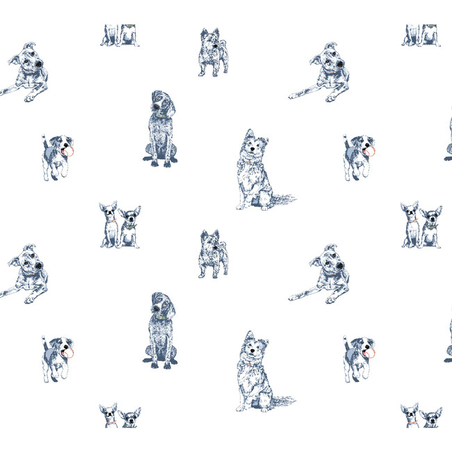 Nathan Turner Mutts Traditional Wallpaper, Blue