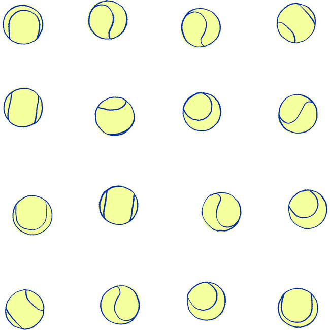 Clare V. Tennis Balls Traditional Wallpaper, Navy Lemon