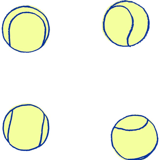 Clare V. Tennis Balls Traditional Wallpaper, Navy Lemon - Wallpaper - 3