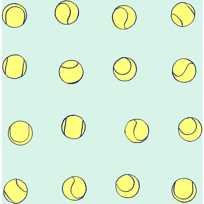 Clare V. Tennis Balls Traditional Wallpaper, Mint