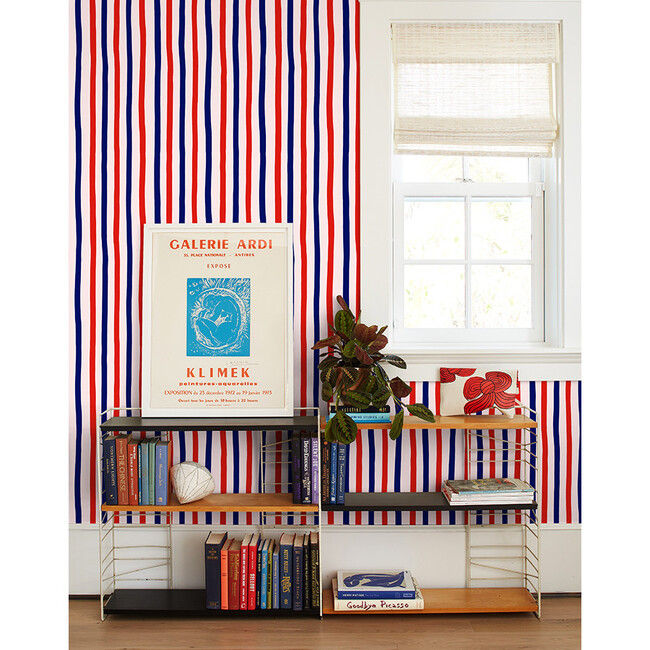 Clare V. Stripes Removable Wallpaper, Red/Shell - Wallpaper - 2
