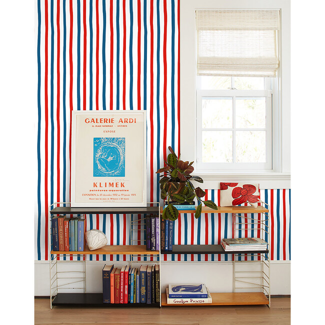 Clare V. Stripes Removable Wallpaper, Red/Blue - Wallpaper - 2