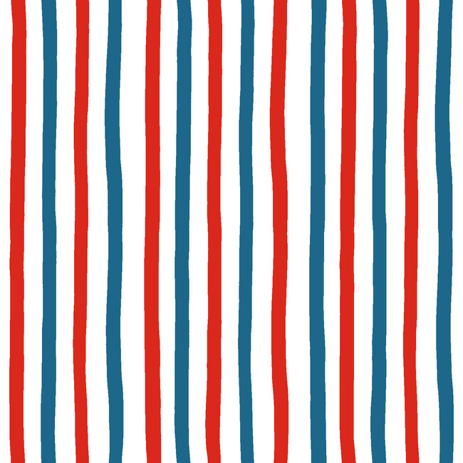 Clare V. Stripes Traditional Wallpaper, Red/Blue