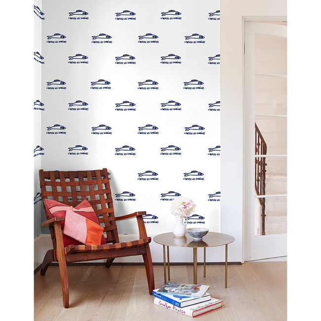 Sardines' Wallpaper by Clare V. - Navy