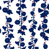 Clare V. Hollyhock Traditional Wallpaper, Navy/Red - Wallpaper - 1 - thumbnail