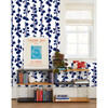 Clare V. Hollyhock Traditional Wallpaper, Navy/Red - Wallpaper - 2