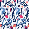 Chris Benz El Quijote Removable Wallpaper, Blue/Coral - Wallpaper - 1 - thumbnail