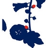 Clare V. Hollyhock Traditional Wallpaper, Navy/Red - Wallpaper - 3