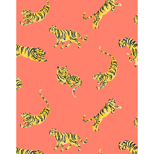 Tea Collection Tigers Traditional Wallpaper, Watermelon