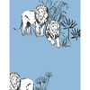 Tea Collection Foliage Lions Traditional Wallpaper, Cornflower - Wallpaper - 3