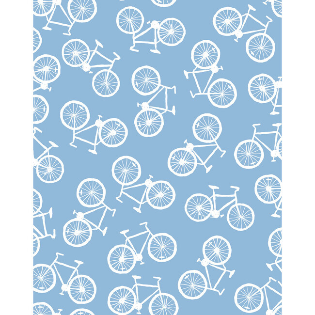 Tea Collection Bicycle Traditional Wallpaper, Cornflower