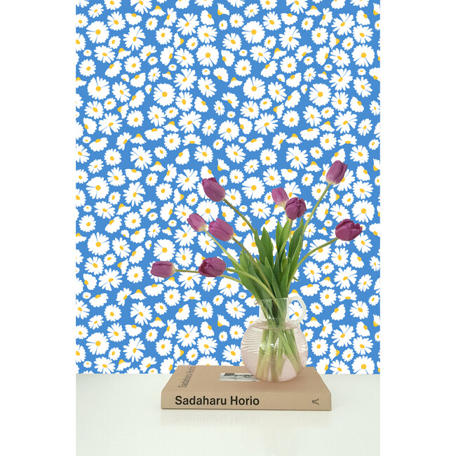 Pop Daisy Traditional Wallpaper, Cerulean - Wallpaper - 2