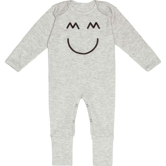 Embroidered Romper and Hat, Grey - Mixed Apparel Set - 1 - zoom