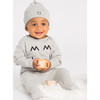 Embroidered Romper and Hat, Grey - Mixed Apparel Set - 2 - thumbnail