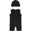 Sleeveless Embroidered Romper and Hat, Black - Mixed Apparel Set - 3