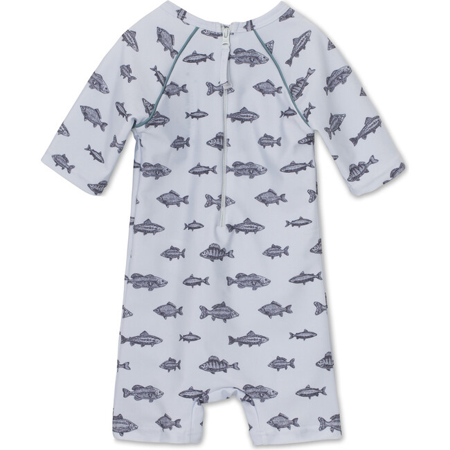 Goldie Short Sleeve One Piece Swimsuit, Baby Blue - One Pieces - 2