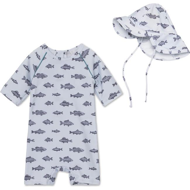 Goldie Short Sleeve One Piece Swimsuit, Baby Blue - One Pieces - 3