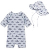 Goldie Short Sleeve One Piece Swimsuit, Baby Blue - One Pieces - 3