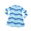 Tidal Wave Long Sleeve Lounge Dress, Blue - Dresses - 1 - thumbnail
