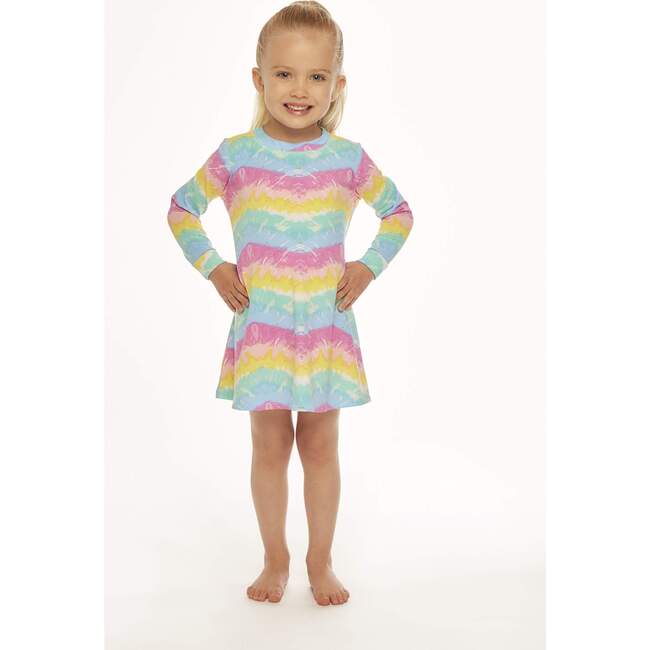Tidal Wave Long Sleeve Lounge Dress, Rainbow - Dresses - 3