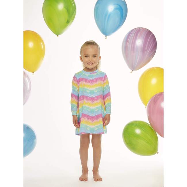 Tidal Wave Long Sleeve Lounge Dress, Rainbow - Dresses - 4