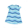 Tidal Wave Short Sleeve Lounge Dress, Blue - Dresses - 1 - thumbnail