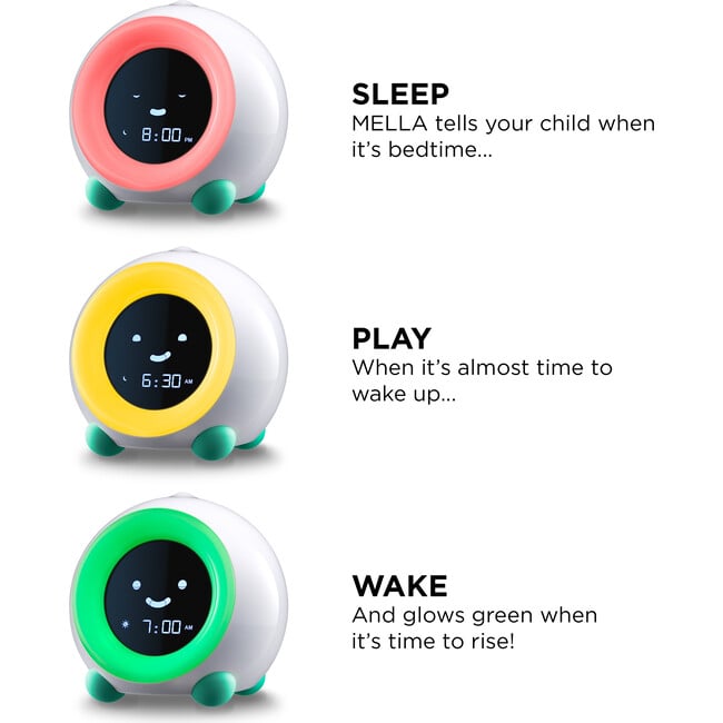 Mella Ready to Rise Children's Sleep Trainer Alarm Clock, Tropical Teal - Lighting - 3