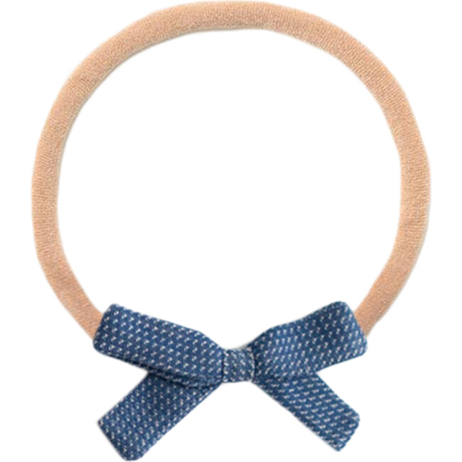 Small Bow Headband, Navy Chex - Hair Accessories - 1