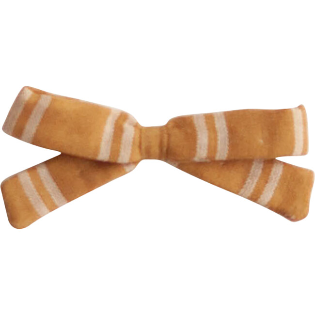 Small Bow Clip, Mustard Stripe