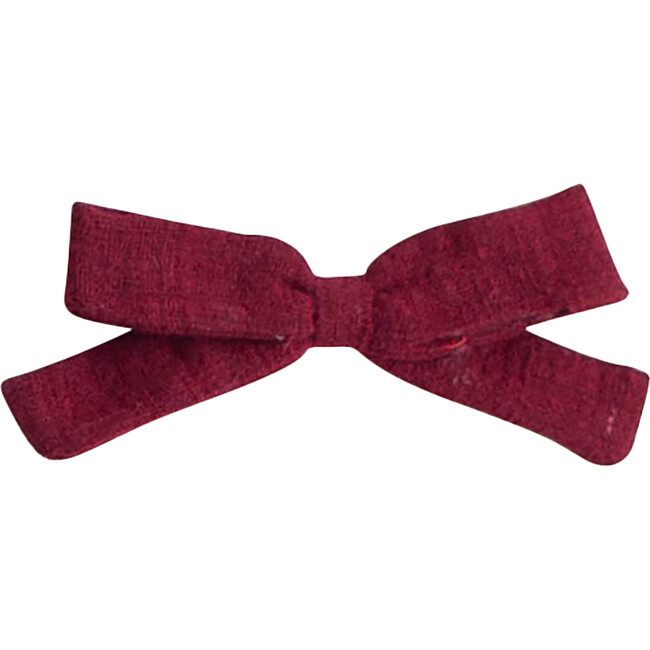 Small Bow Clip, Marsala Linen - Hair Accessories - 1