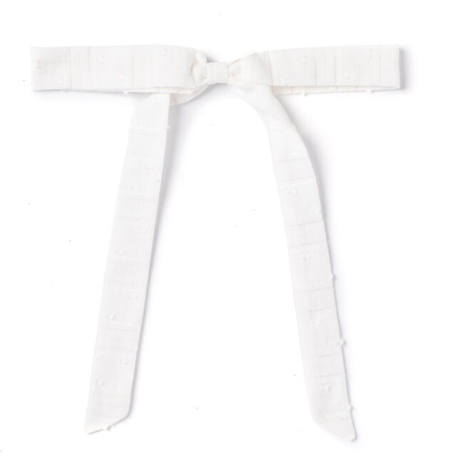 Ribbon Bow, White Swiss Dot - Hair Accessories - 1