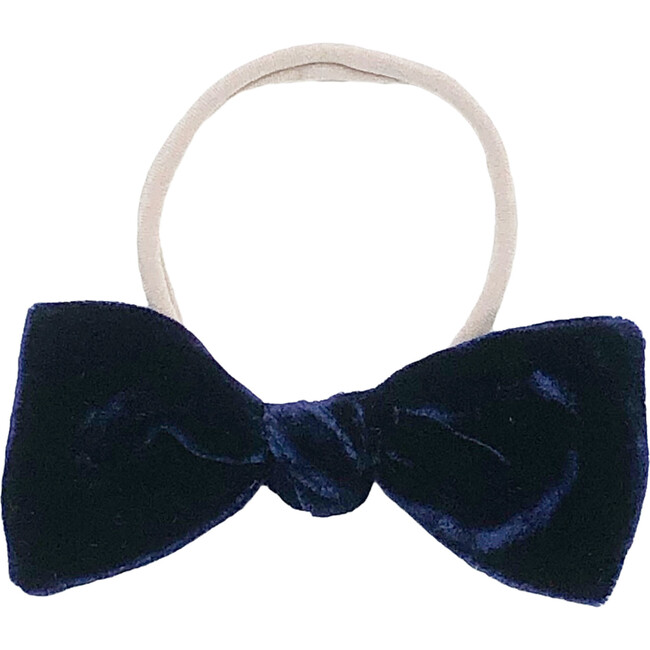 Navy Silk Velvet Bow Headband