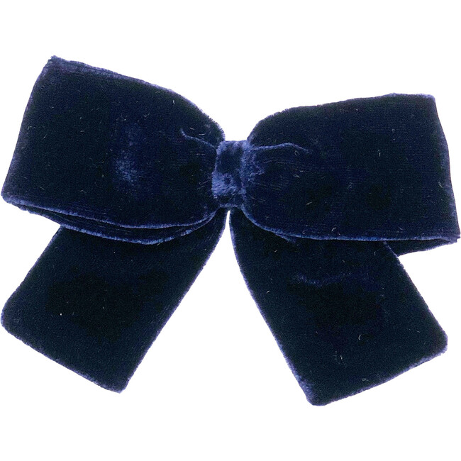 Navy Silk Velvet Bow Clip