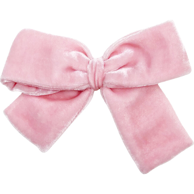 Light Pink Silk Velvet Bow Clip - Hair Accessories - 1