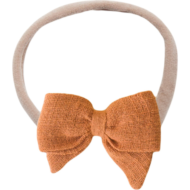 Bow Headband, Rust Linen