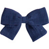 Big Bow, Navy Linen - Hair Accessories - 1 - thumbnail