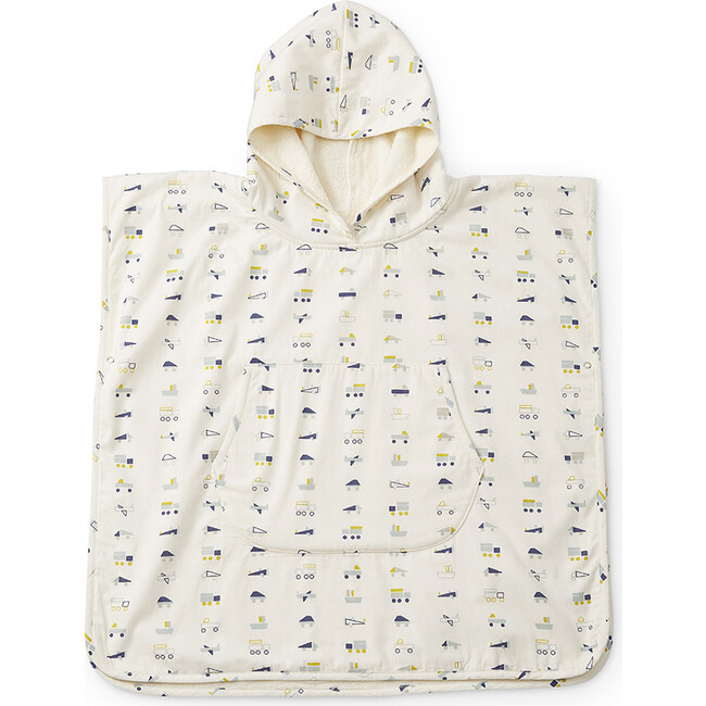 Traffic Jam Hooded Towel Poncho, Blue - Towels - 1