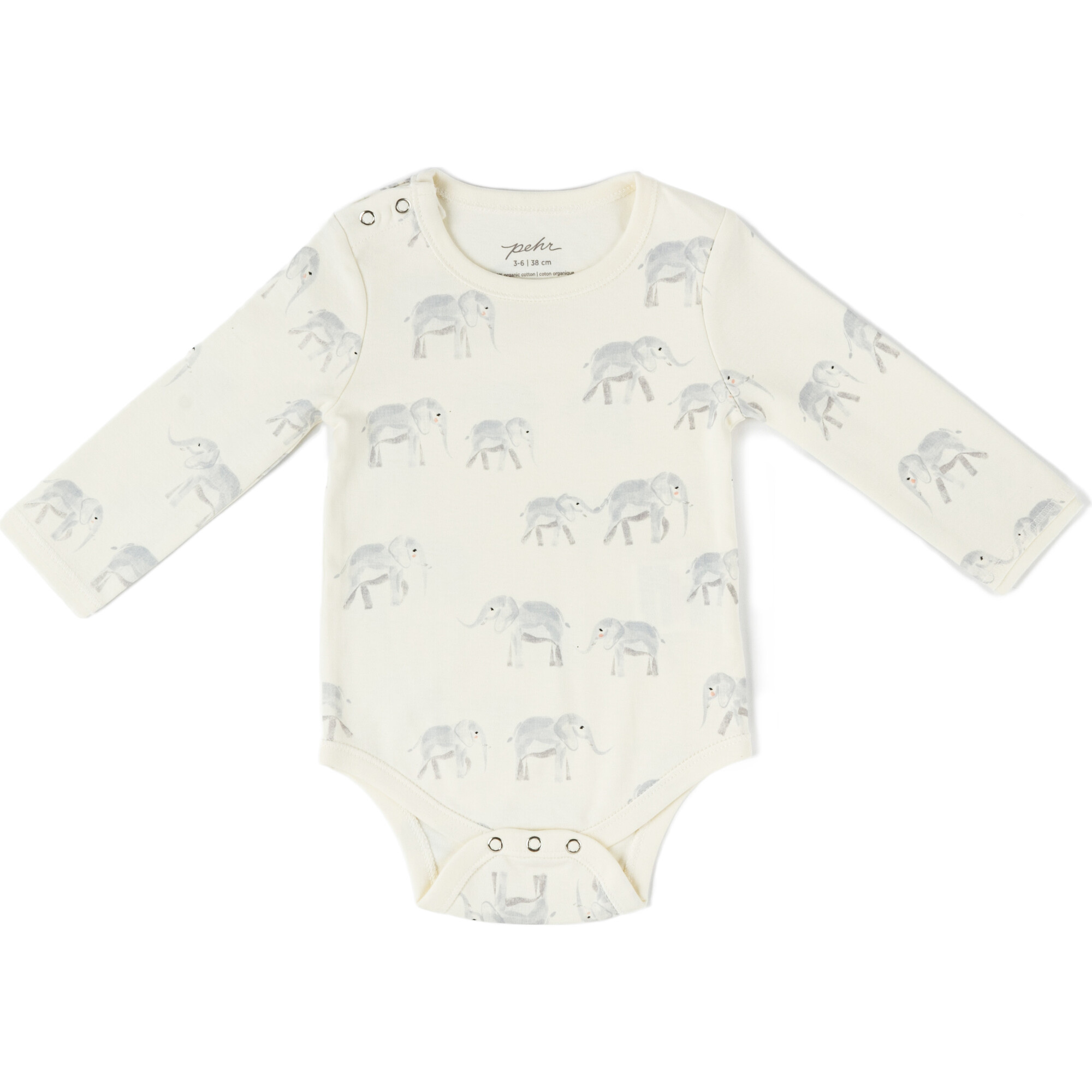 Follow Me Elephant One-Piece, Grey - Onesies - 1