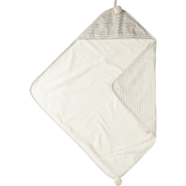 Stripes Away Hooded Towel, Pebble/Dark Grey