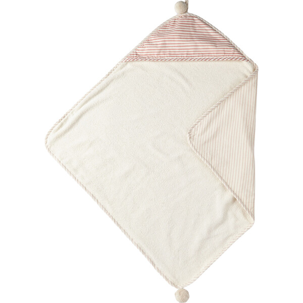 Stripes Away Hooded Towel, Petal/Dark Pink - Pehr Towels & Robes ...