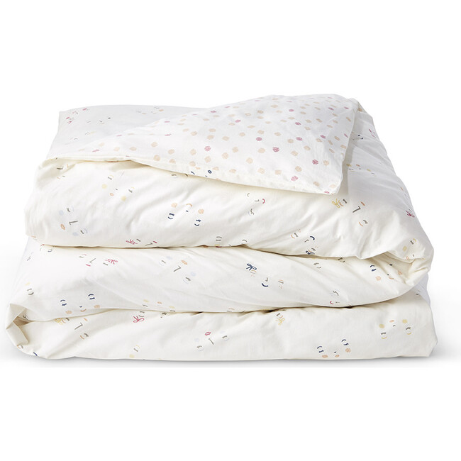 Peek-A-Boo Reversible Duvet Cover, Pink/Hatch Dot - Blankets - 1