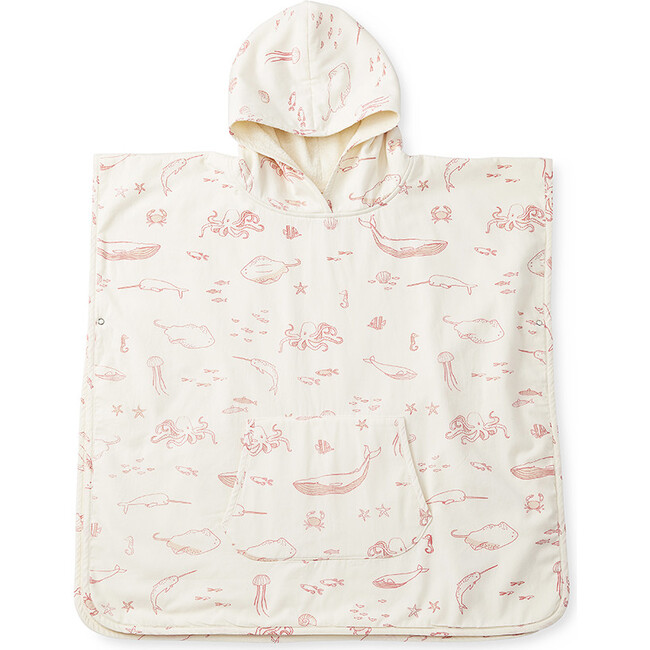Life Aquatic Hooded Towel Poncho, Coral - Towels - 1