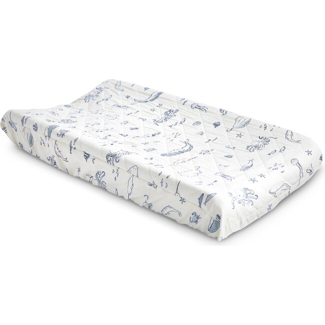 Life Aquatic Quilted Changing Pad Cover, Marine