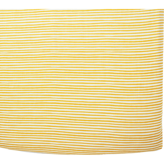 Stripes Away Organic Crib Sheet, Soft Marigold - Sheets - 1