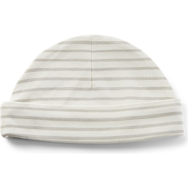 Stripes Away Organic Cotton Beanie Hat, Pebble